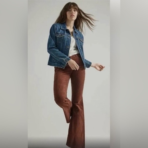 Wrangler high rise fierce flare brown corduroy jeans pants size 14/32x34 new - Picture 2 of 4